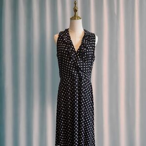 Elegant NAVY Polka Dot Dress
